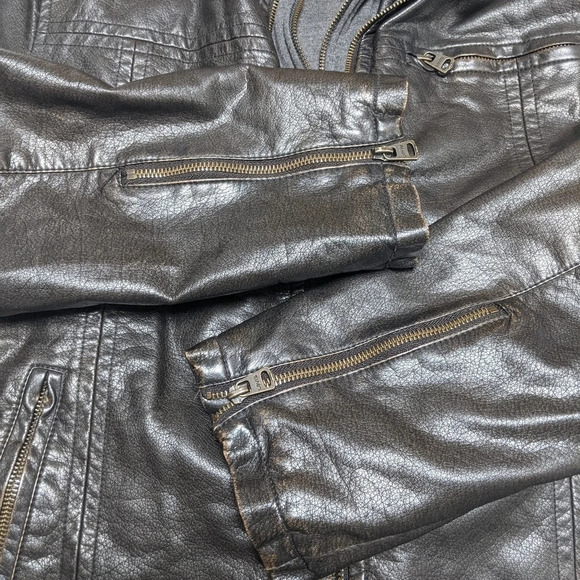 Levi's Men's Faux Leather Trucker Hooded Size Medium M - Picture 6 of 8